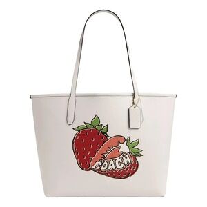 Coach White Tote with Strawberry Design